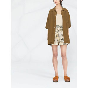 NEW ULLA Johnson Rowan Short Floral 100% Cotton Poplin Lemonbalm Women's Size 12